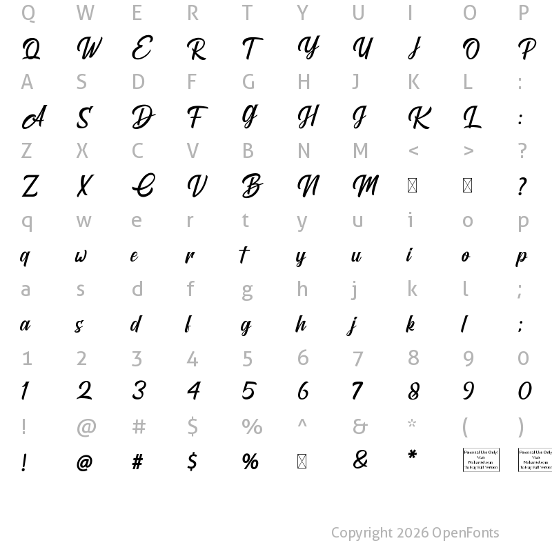 Character Map of Brightons Regular