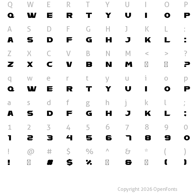 Character Map of BRIGHTSTER Bold