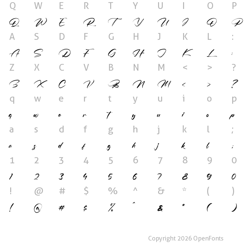Character Map of Brightton Puredis Regular