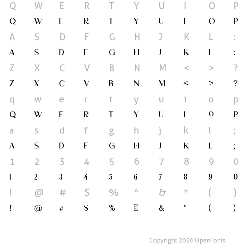 Character Map of Brightwood Regular