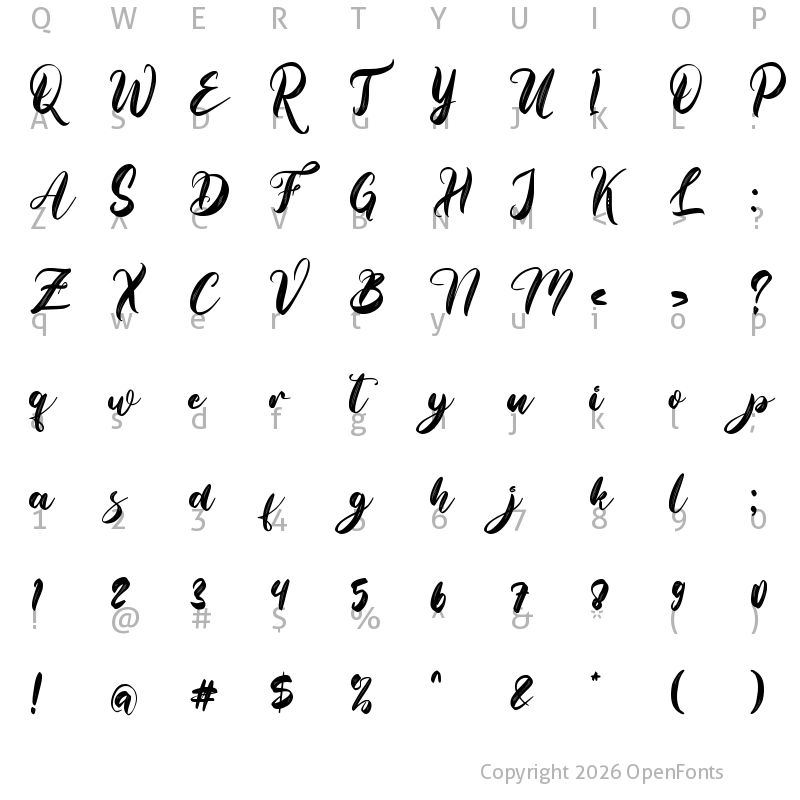 Character Map of Brigitha Regular