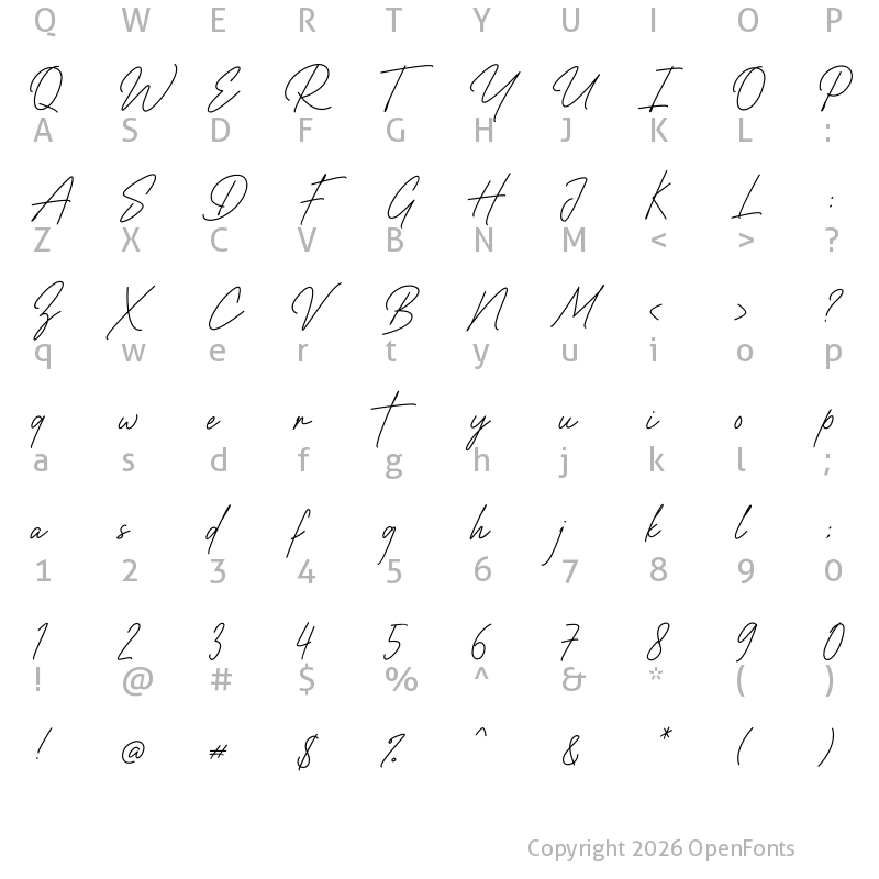 Character Map of Brigitha Signature Regular