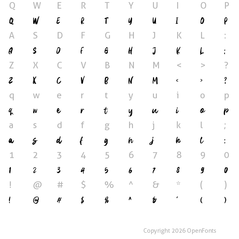 Character Map of Brilliant Mastaka Regular