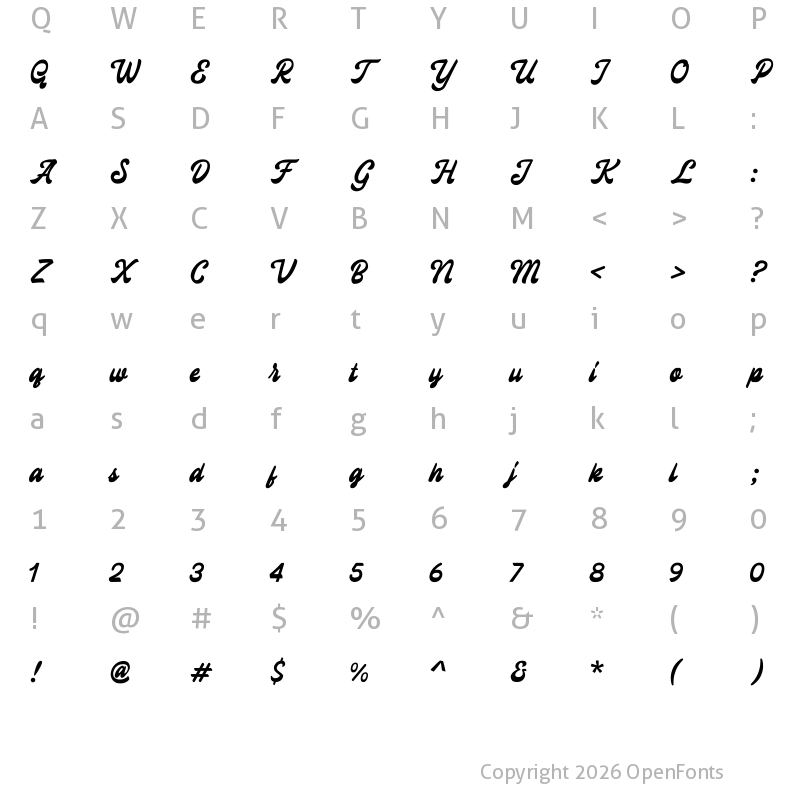 Character Map of Brillscript Regular