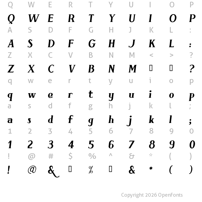 Character Map of Brimborion Italique