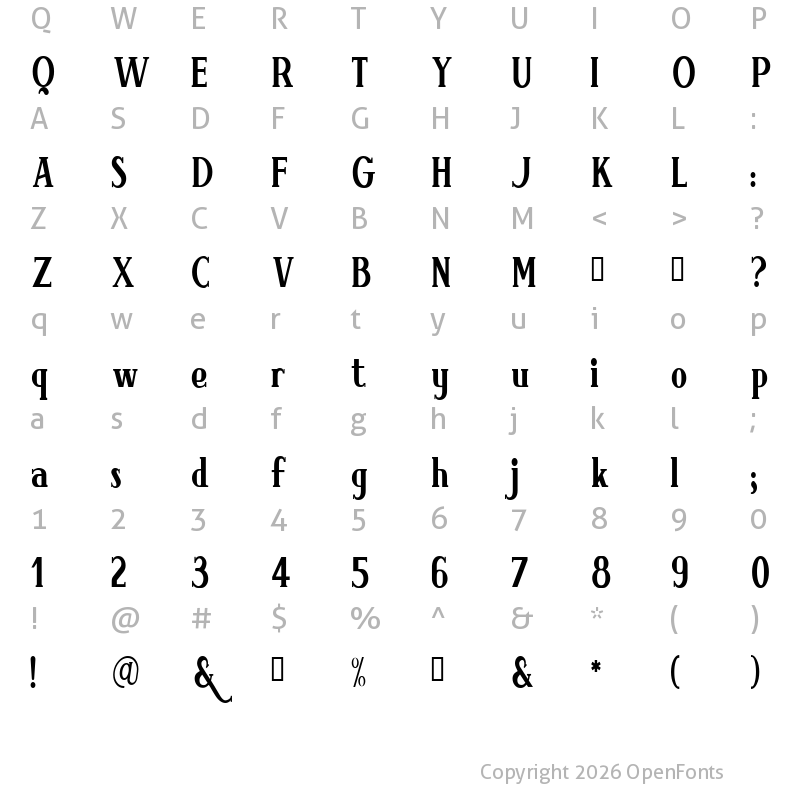 Character Map of Brimborion Narrow