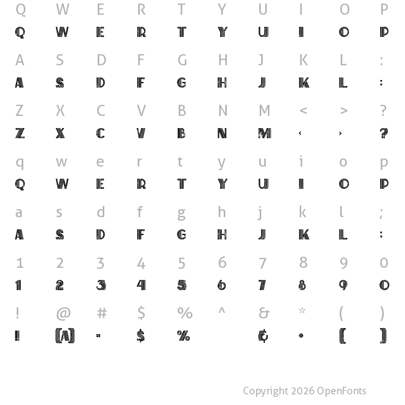 Character Map of Brisk Inline Grunge Inline Grunge