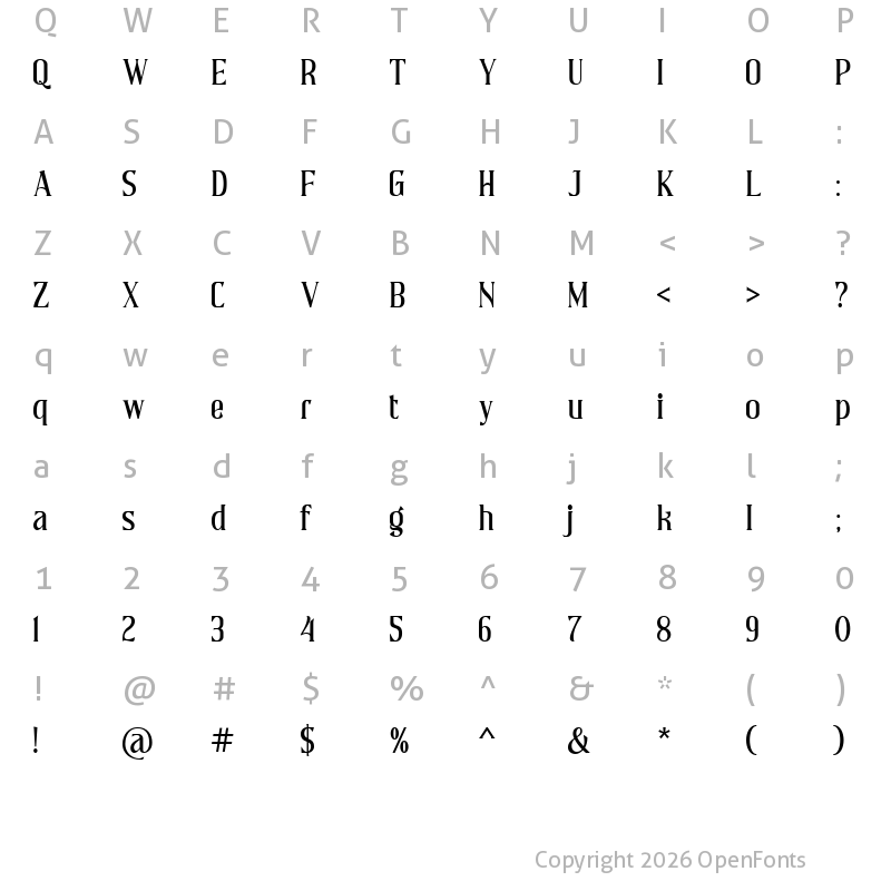 Character Map of Briston Regular