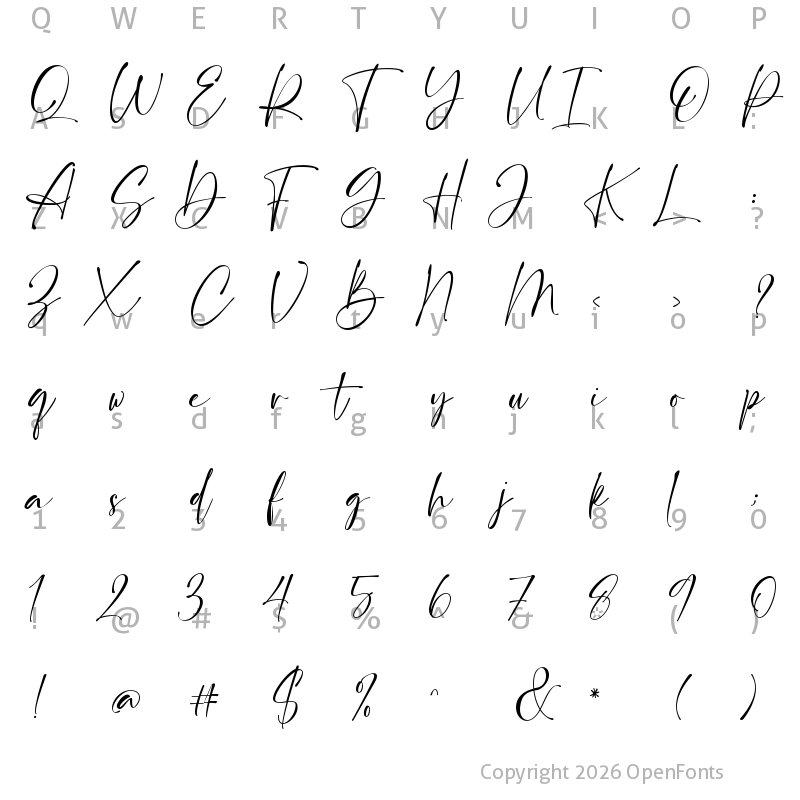 Character Map of British Castilla Regular