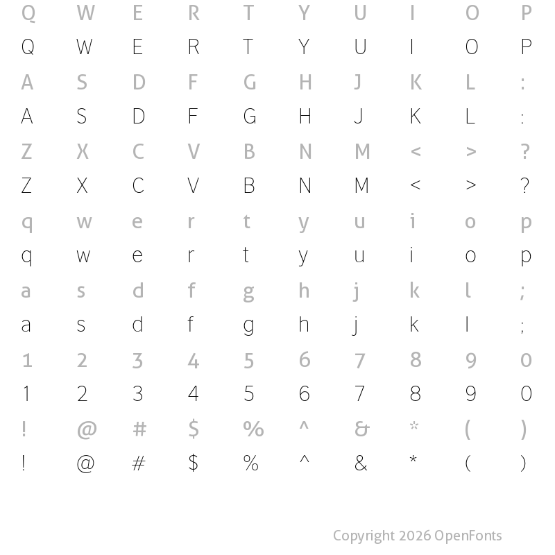 Character Map of British Council Sans Extra Light