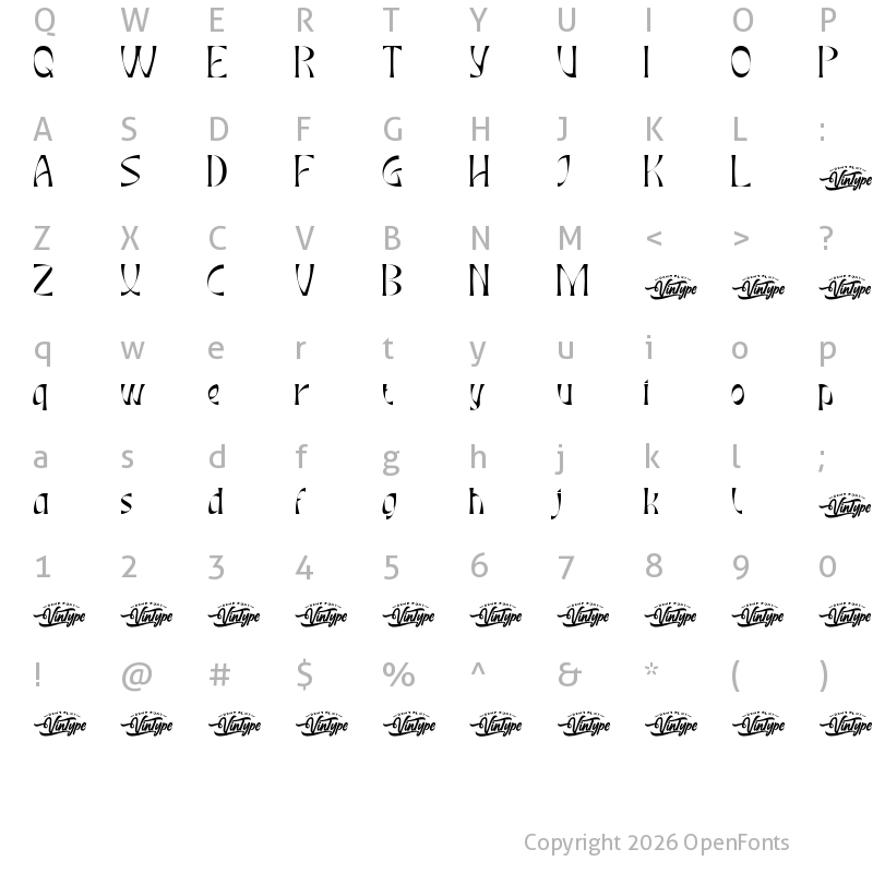 Character Map of British Throne Demo Regular