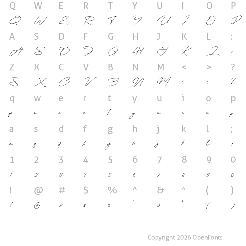Character Map of BrittanyAgustina Regular