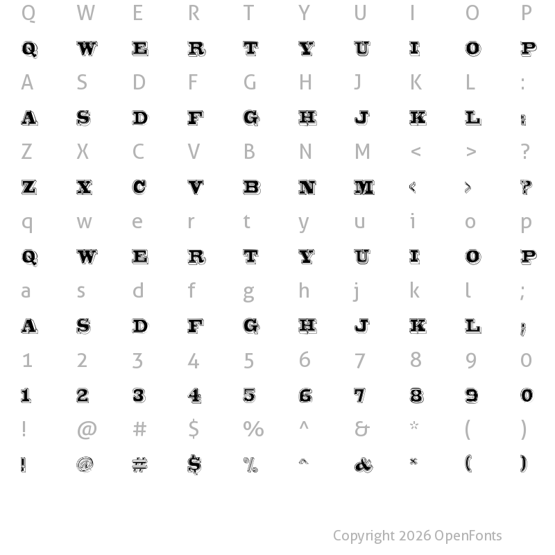 Character Map of Bro 4D Demo Regular