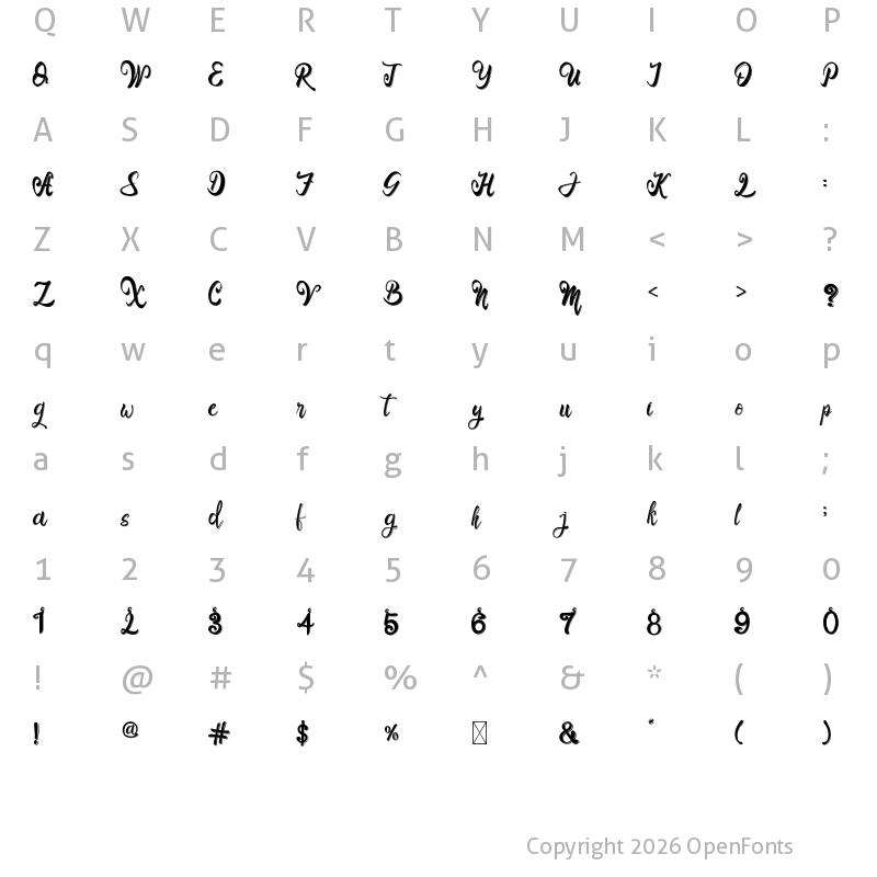 Character Map of Bro Rintto Regular