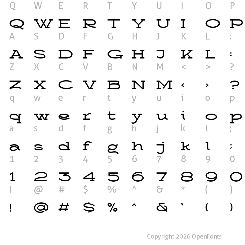 Character Map of broad range Regular
