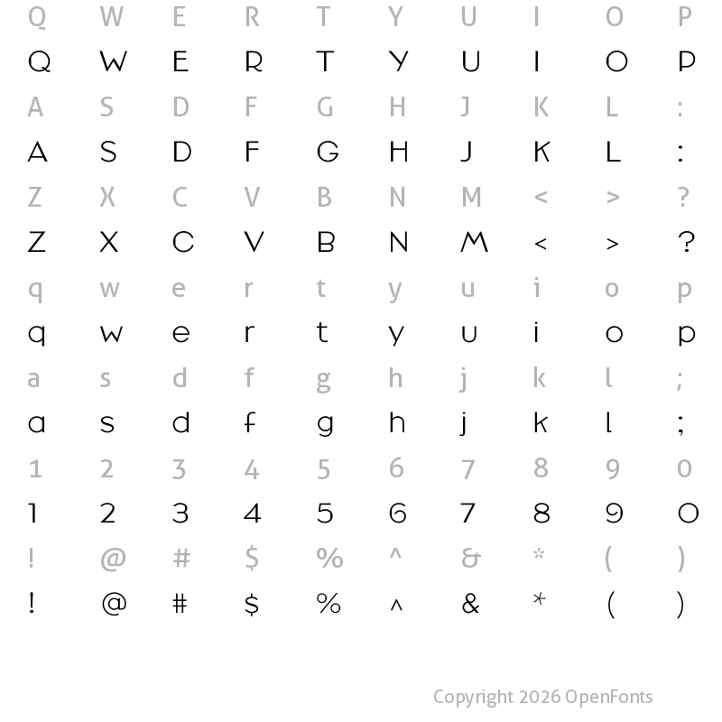 Character Map of Broadacre Light 1