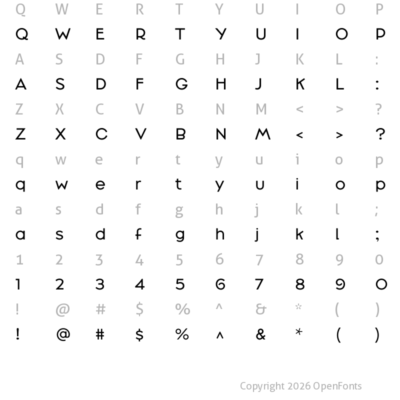Character Map of Broadacre Regular 0