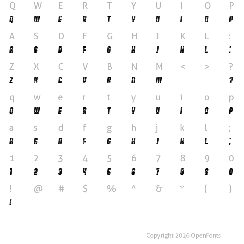Character Map of Broadway Italic