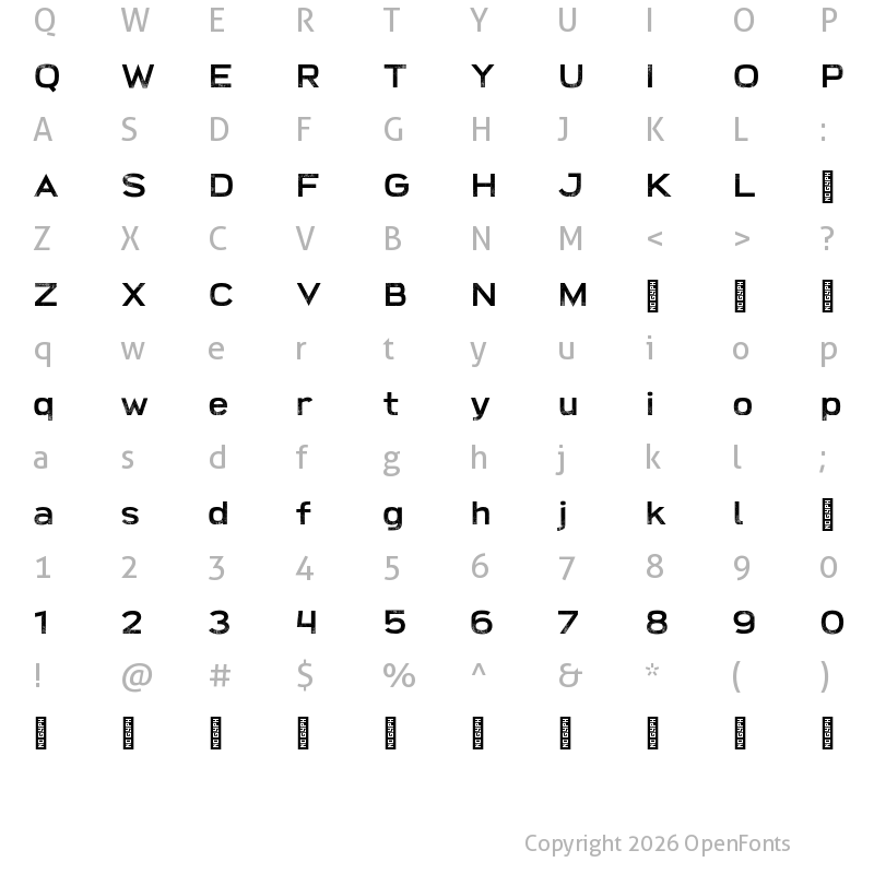 Character Map of Broadwell-Personal-Use-Only Distressed