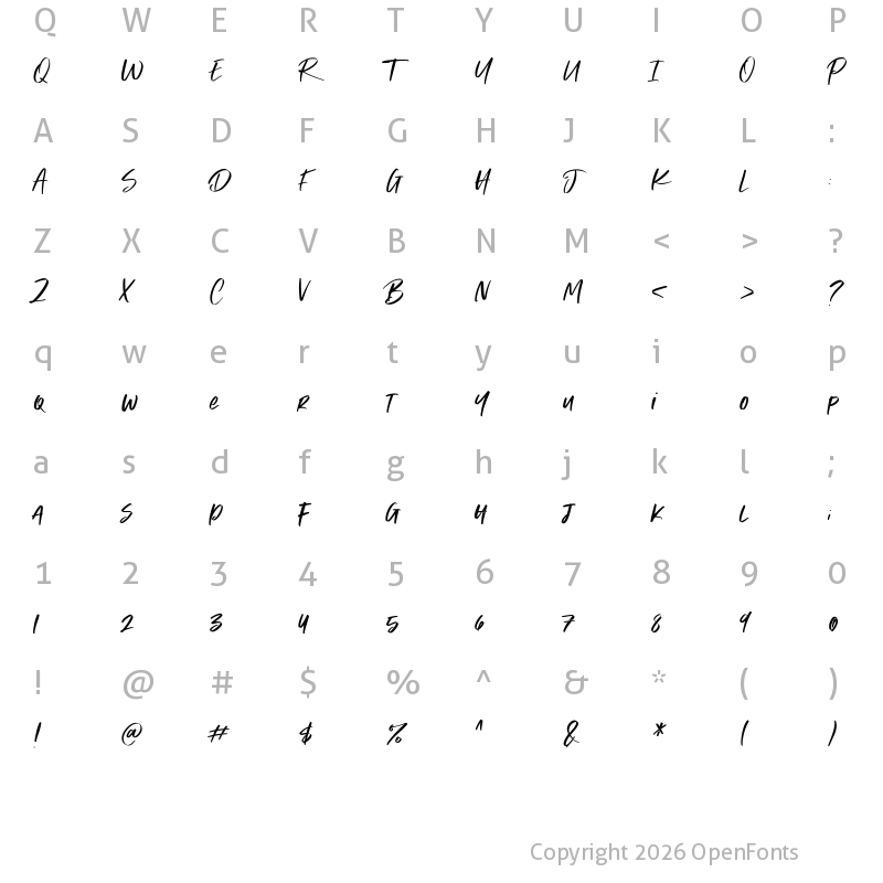 Character Map of Broady Regular