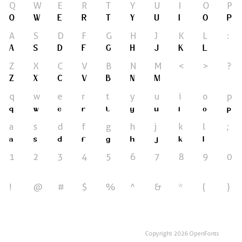 Character Map of Broclen Regular