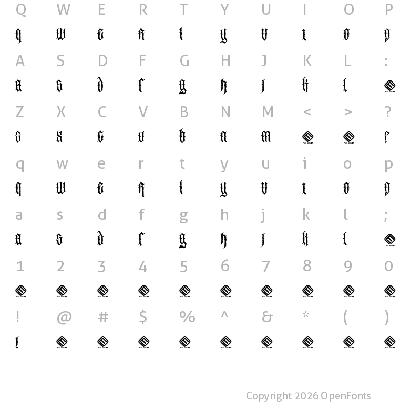 Character Map of Brodequin Regular