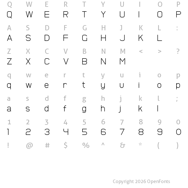 Character Map of Broder Light Regular