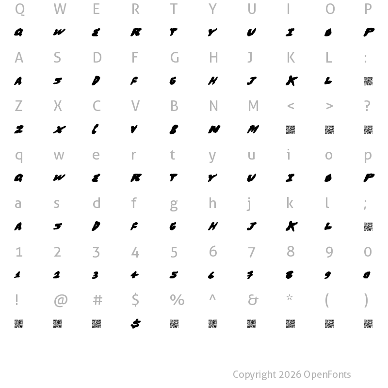 Character Map of BroHugs Regular