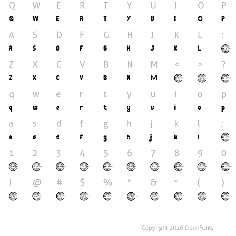 Character Map of Broken Trunk Demo Regular