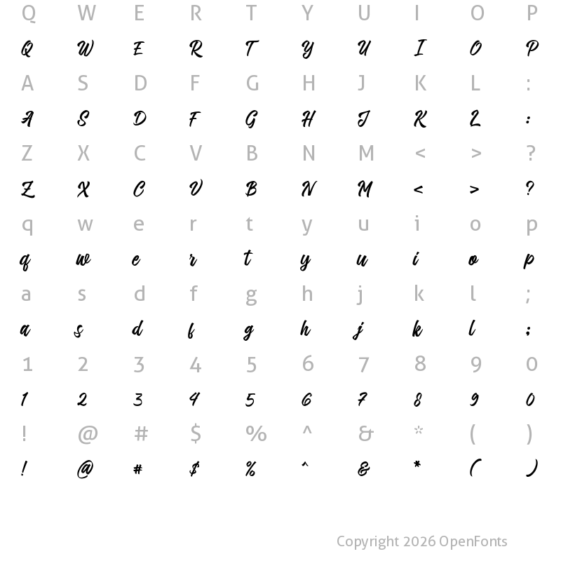 Character Map of Broline Script Regular