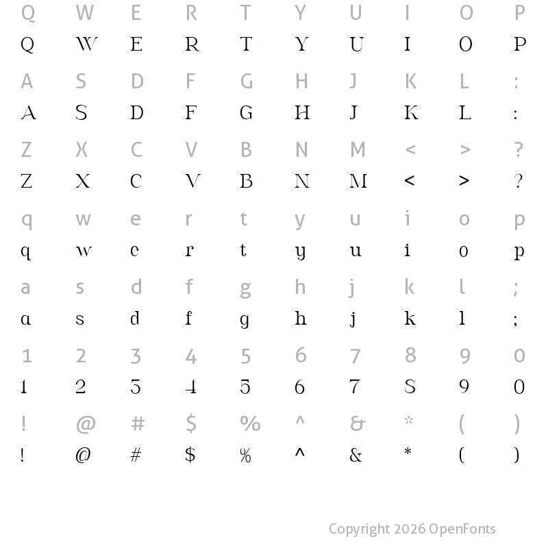 Character Map of Bromo Plateau Serif Regular