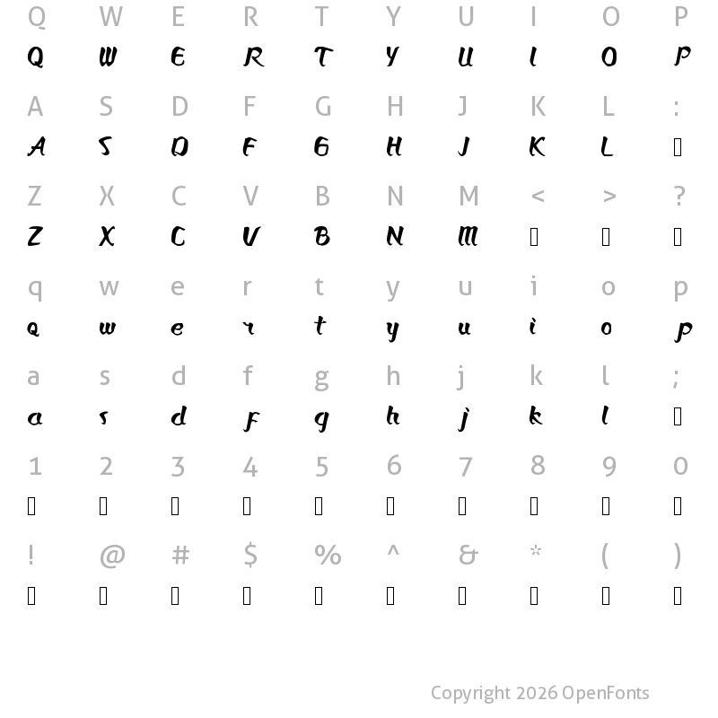 Character Map of Bronkos Regular