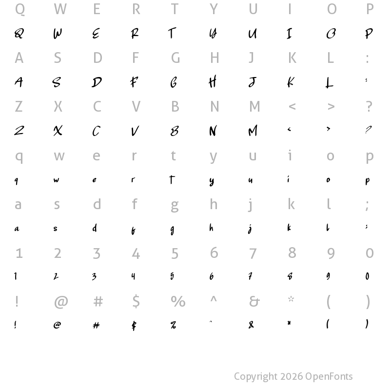 Character Map of Brontoseno Regular