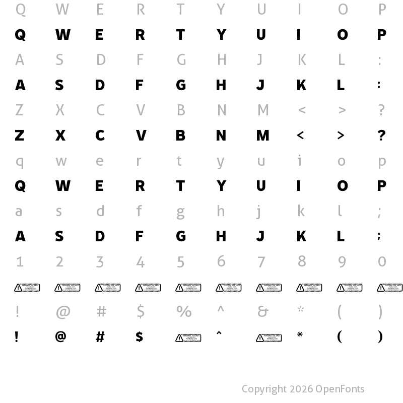 Character Map of Bronz PERSONAL USE ONLY! Regular
