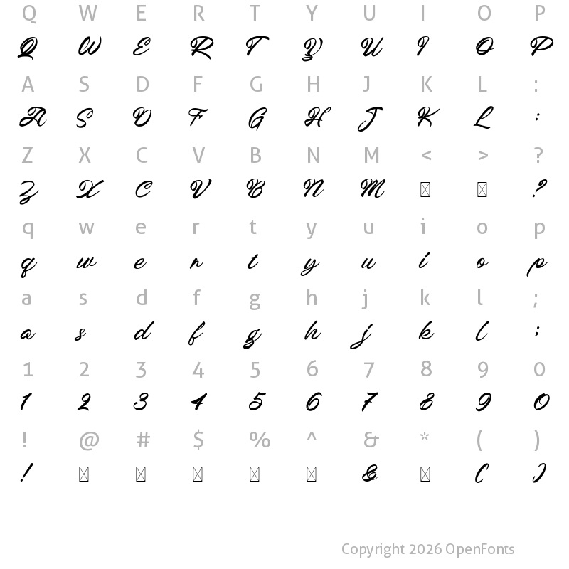 Character Map of Broocklyn Regular