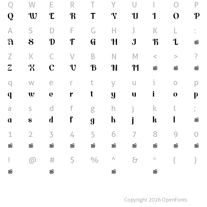 Character Map of Broodim Regular