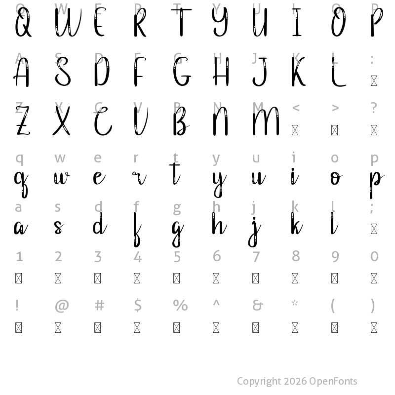 Character Map of Brookfield Demo Regular