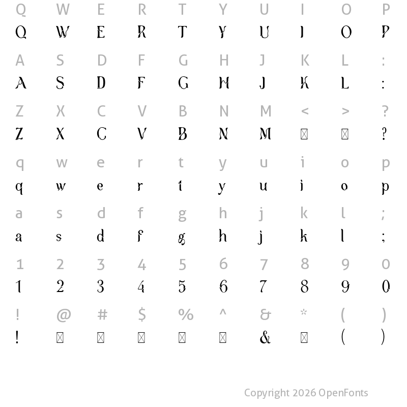 Character Map of Brooklyn Regular