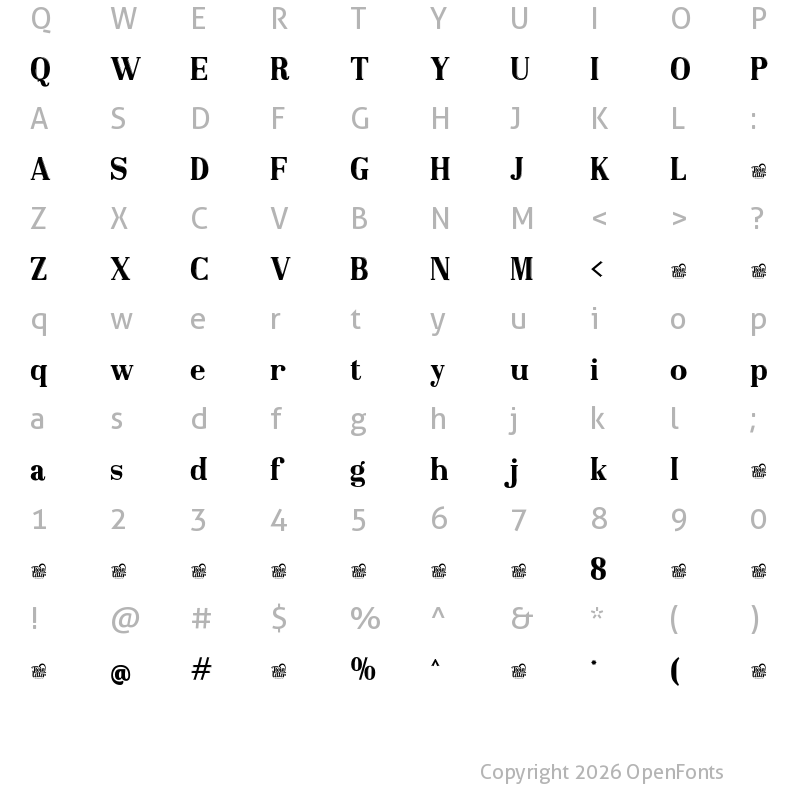 Character Map of BROSEKI Trial Regular