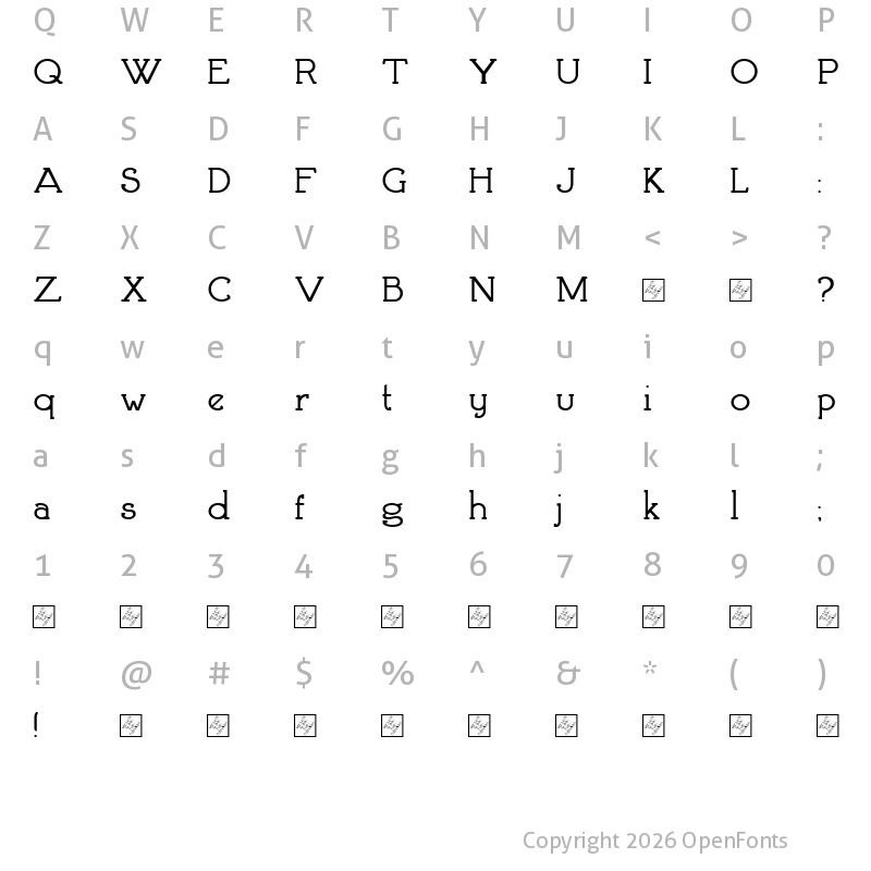 Character Map of Brosse Demonstrator Regular
