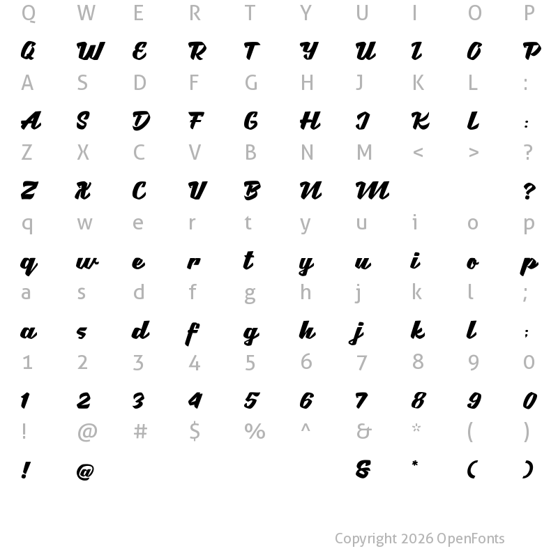 Character Map of Brotha Script Regular