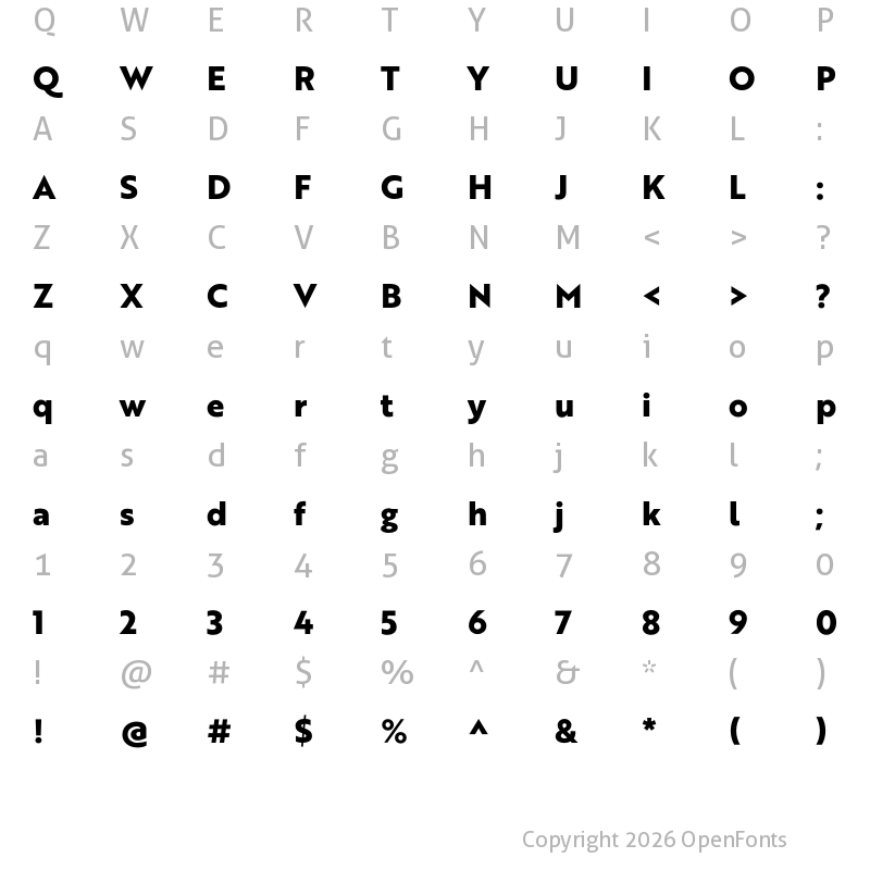 Character Map of Brother 1816 ExtraBold