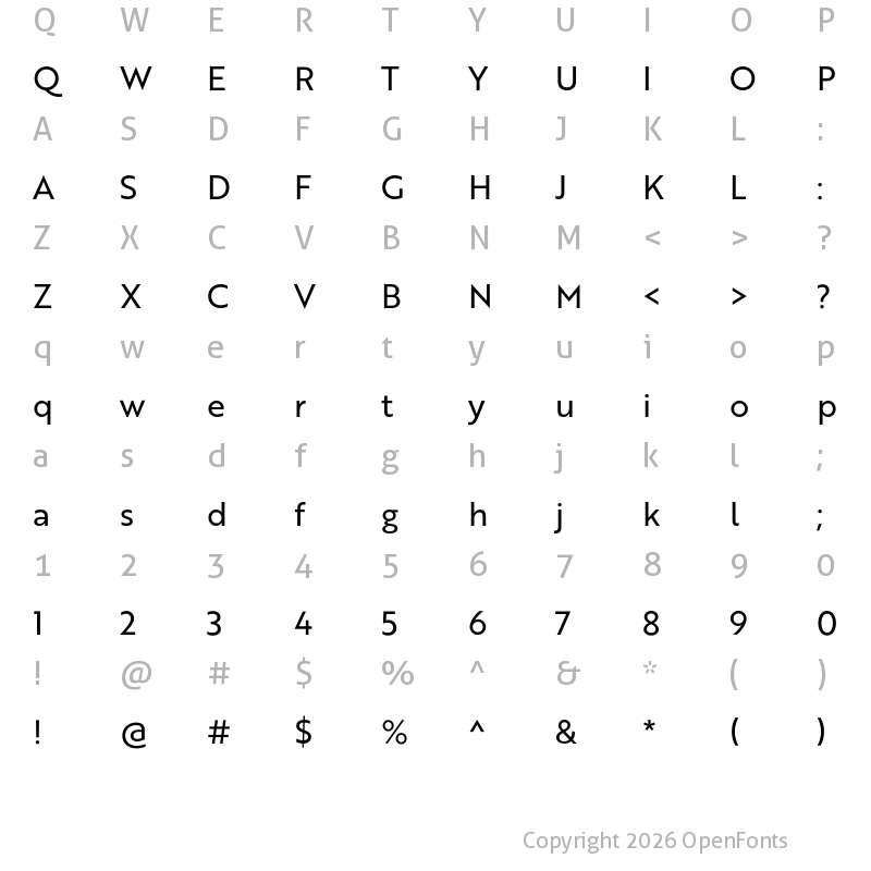 Character Map of Brother 1816 Regular