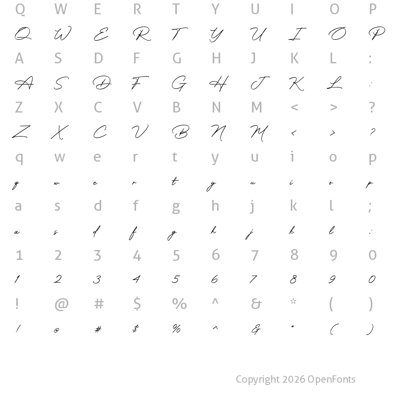 Character Map of Brother Signature Regular