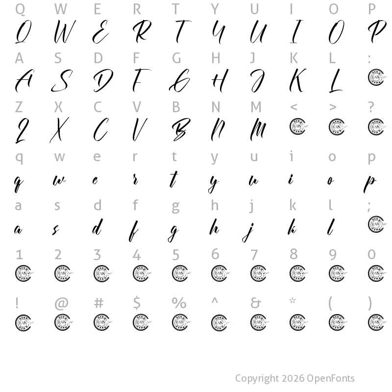 Character Map of Brotheration Demo Regular