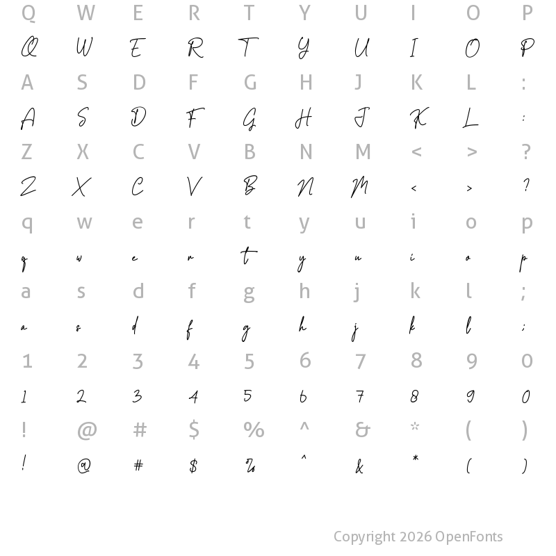 Character Map of Brotherpoll-Italic Italic