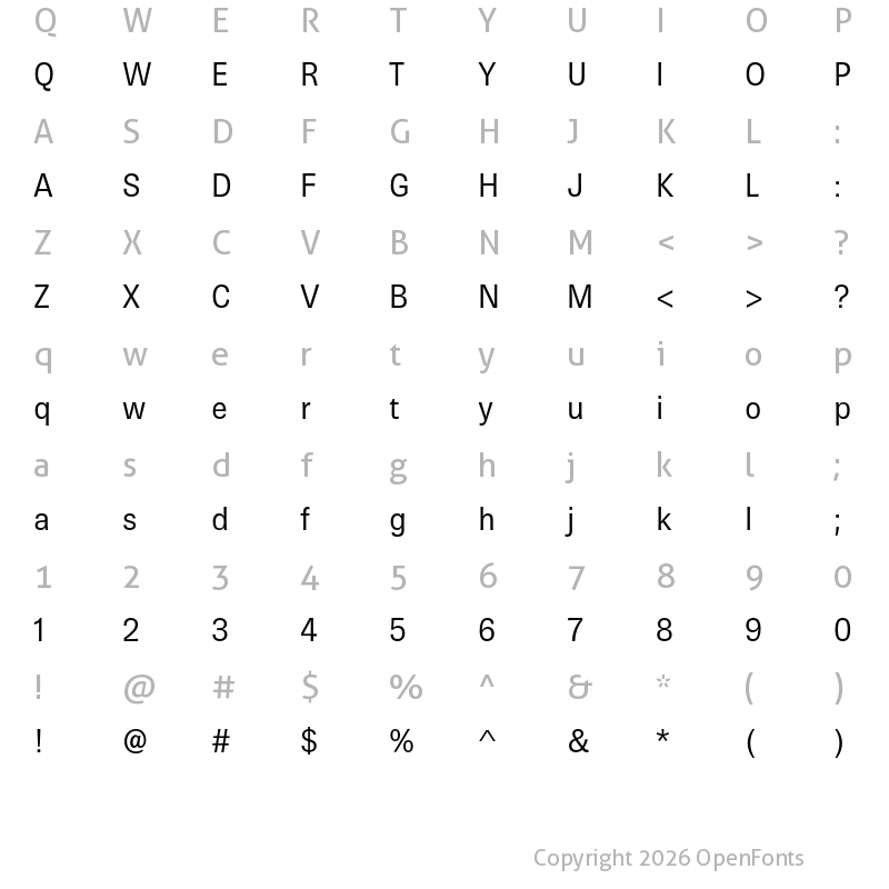 Character Map of Brown Pro Regular
