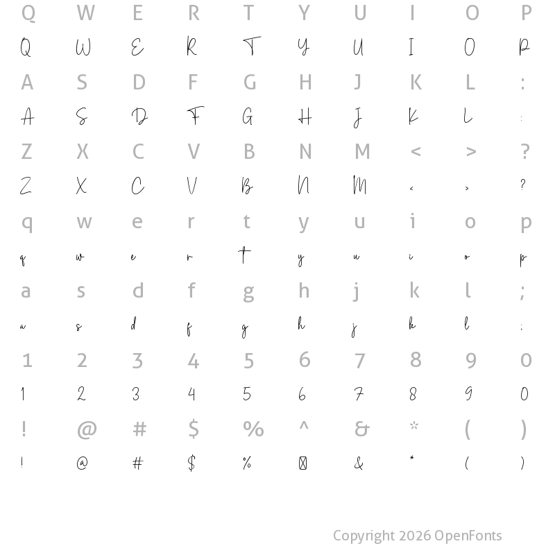 Character Map of Browny Cakes Signature Regular