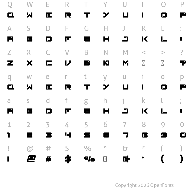 Character Map of Broxy Regular