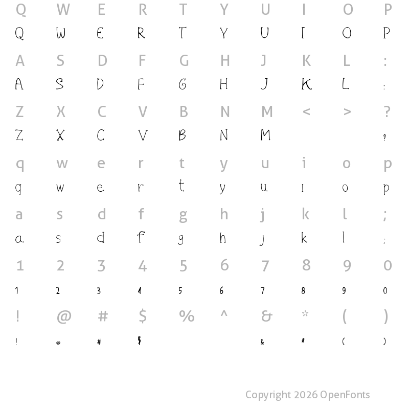 Character Map of Broy Kids Regular